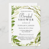 Invitation Fête des mariées de couronne de feuille (Devant / Derrière)