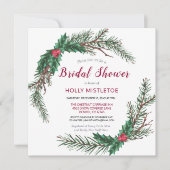 Invitation Fête des mariées de couronne de Noël (Devant)