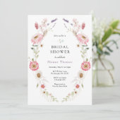 Invitation Fête des mariées de couronne de prairie Fleur sauv (Debout devant)