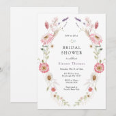 Invitation Fête des mariées de couronne de prairie Fleur sauv (Devant / Derrière)