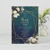 Invitation Fête des mariées de couronne d'or floral romantiqu (Debout devant)