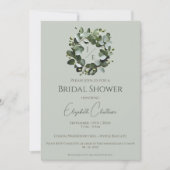 Invitation Fête des mariées de couronne Monogram Eucalyptus m (Devant)