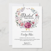 Invitation FÊTE DES MARIÉES de couronne PInk Roses (Devant)