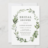 Invitation Fête des mariées de couronne verte Eucalyptus (Devant)