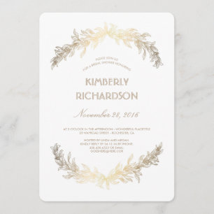 Invitation Fête des mariées de couronne vintage Gold Laurel