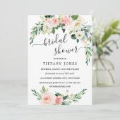 Invitation Fête des mariées de couronnes florales rose modern (Debout devant)