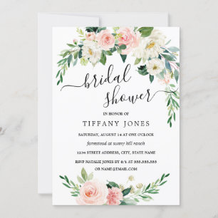 Invitation Fête des mariées de couronnes florales rose modern