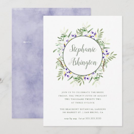 Invitation Fête des mariées de courroie de Wisteri (Devant / Derrière)