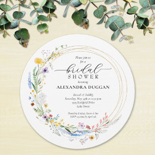 Invitation Fête des mariées de courroie Fleur sauvage aquarel