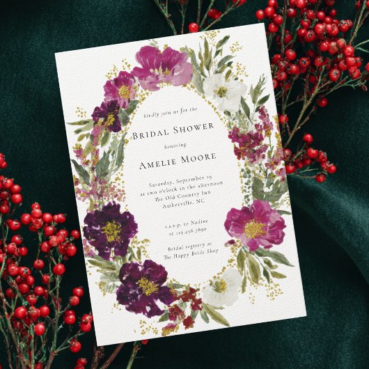 Invitation Fête des mariées de courroie rose foncé violet