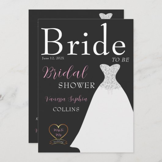 Invitation Fête des mariées de couverture de magazine Chic (Devant / Derrière)