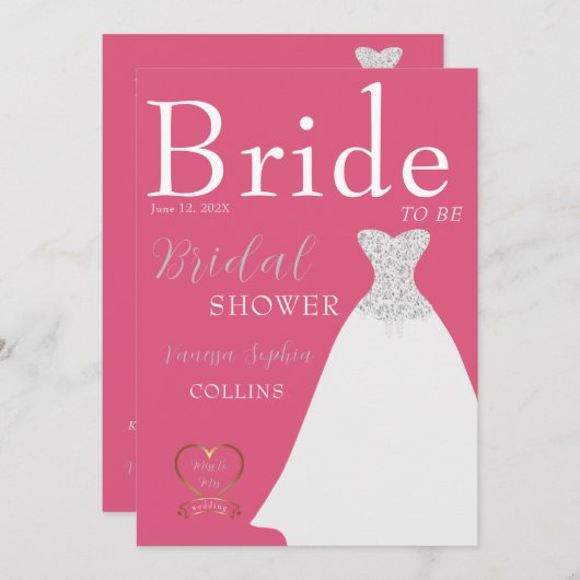 Invitation Fête des mariées de couverture de magazine Chic (Devant / Derrière)