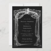 Invitation Fête des mariées de crâne d'ornement gothique noir (Devant)