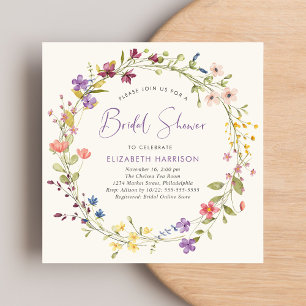 Invitation Fête des mariées de crème d'aquarelle chic Fleur s