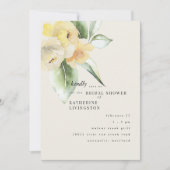 Invitation Fête des mariées de crème florale jaune doux (Devant)