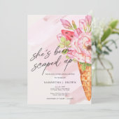 Invitation Fête des mariées de crème glacée à l'aquarelle (Debout devant)