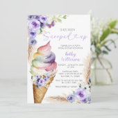 Invitation Fête des mariées de crème glacée florale pourpre (Debout devant)