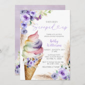 Invitation Fête des mariées de crème glacée florale pourpre (Devant / Derrière)