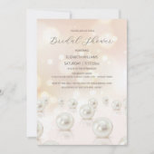 Invitation Fête des mariées de crème reflétant les perles (Devant)