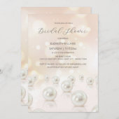 Invitation Fête des mariées de crème reflétant les perles (Devant / Derrière)