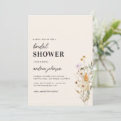 Invitation Fête des mariées de crème rustique Fleur sauvage (Debout devant)