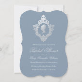 Invitation Fête des mariées de crête d'argent Dusty Blue Faux (Devant)