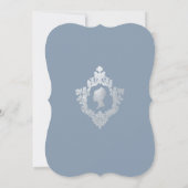 Invitation Fête des mariées de crête d'argent Dusty Blue Faux (Dos)