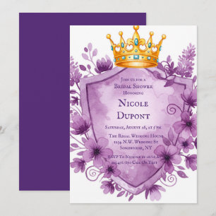 Invitation Fête des mariées de crête florale violet de Regal