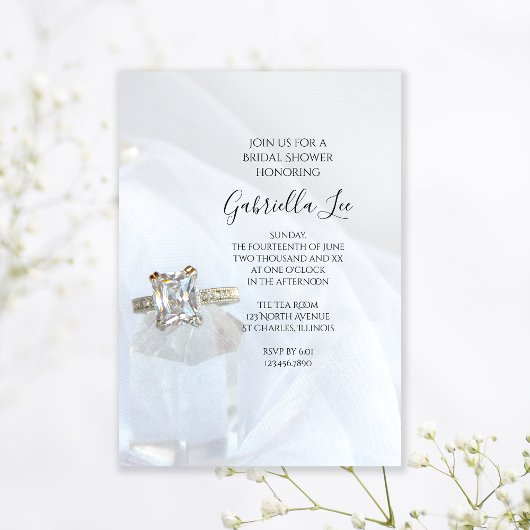Invitation Fête des mariées de cristal carré Diamond Bague