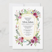 Invitation Fête des mariées de cristal géométrique Floral Gol (Devant)