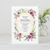 Invitation Fête des mariées de cristal géométrique Floral Gol (Debout devant)