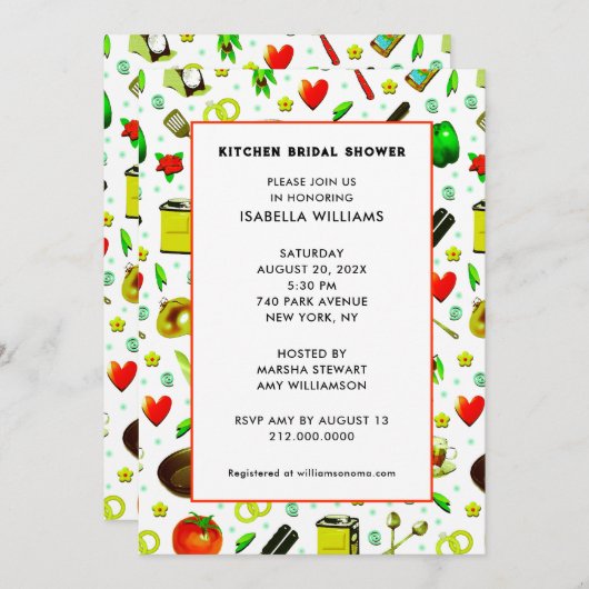Invitation Fête des mariées de cuisine (Devant / Derrière)