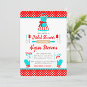 Invitation Fête des mariées de cuisine de Noël rouge et Turqu (Debout devant)