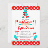 Invitation Fête des mariées de cuisine de Noël rouge et Turqu (Devant)