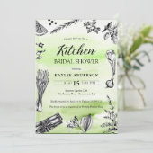 Invitation Fête des mariées de cuisine herbes épices écailles (Debout devant)