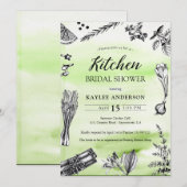 Invitation Fête des mariées de cuisine herbes épices écailles (Devant / Derrière)