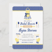 Invitation Fête des mariées de cuisine marine et jaune rétro (Devant)