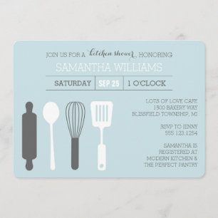 Invitation Fête des mariées de cuisine moderne bleu pâle gris