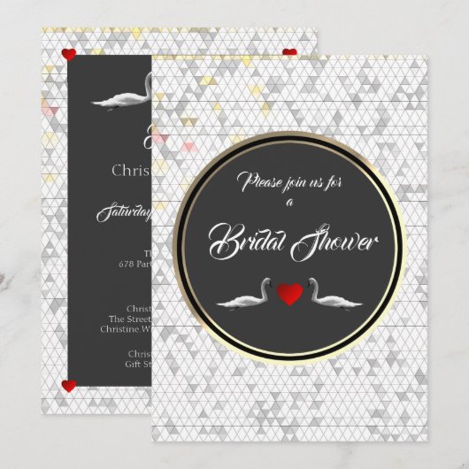 Invitation Fête des mariées de cygne Mariage romantique (Devant / Derrière)