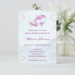 Invitation Fête des mariées de dauphin magenta