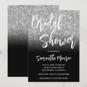 Invitation Fête des mariées de dégradé noir Parties scintilla (Devant / Derrière)
