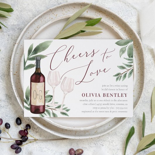 Invitation Fête des mariées de dégustation de vin à l'amour