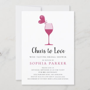 Invitation Fête des mariées de dégustation de vin Rose papill