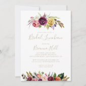 Invitation Fête des mariées de déjeuner Floral Boho Gold (Devant)