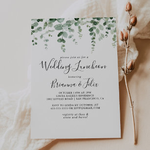 Invitation Fête des mariées de déjeuner Mariage Eucalyptus