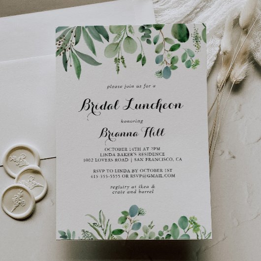 Invitation Fête des mariées de déjeuner nuptiale Eucalyptus v