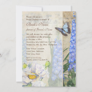 Invitation Fête des mariées de delphinium de libellule