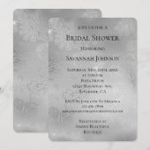 Invitation Fête des mariées de dentelle florale d'argent roma (Devant / Derrière)