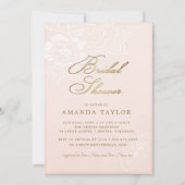 Invitation Fête des mariées de dentelle florale rose (Devant)