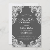 Invitation Fête des mariées de dentelle grise (Devant)